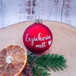 Weihnachtskugel "Erzieherin mit Herz" - verschiedene Farben