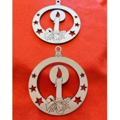 Weihnachtskugel mit Kerze 2tlg Holz Aufhänger Weihnachten Advent Basteln Baumschmuck Astschmuck DIY