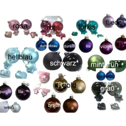 Weihnachtskugel mit Namen aus Glas in verschiedenen Farben und Formen Christbaumkugel