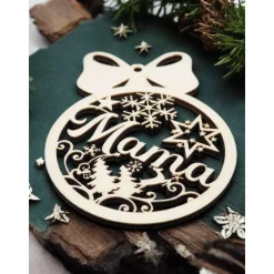 Weihnachtskugel personalisiert | Christbaumkugel mit Namen personalisiert | Baumschmuck aus Holz | Holz Weihnachtsschmuc