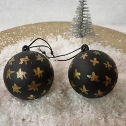 Weihnachtskugeln aus Acryl in Schwarz und Kupfer, handbemalt, verschiedene Ausführungen