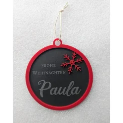 Weihnachtskugeln aus Holz und Acryl - Individuelle Namen Dekoration für deinen Weihnachtsbaum