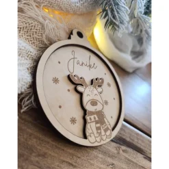 Weihnachtskugeln Elch Personalisiert aus Holz Christbaumkugel Personalisiertes Geschenk-Weihnachtsbaumdekoration