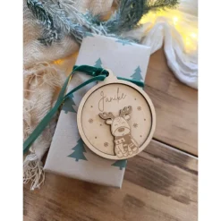 Weihnachtskugeln Elch Personalisiert aus Holz Christbaumkugel Personalisiertes Geschenk-Weihnachtsbaumdekoration