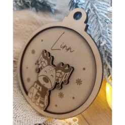 Weihnachtskugeln Elch Personalisiert aus Holz  - Christbaumkugel Personalisiertes Geschenk-Weihnachtsbaumdekoration