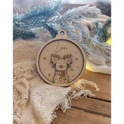 Weihnachtskugeln Elch Personalisiert aus Holz  - Christbaumkugel Personalisiertes Geschenk-Weihnachtsbaumdekoration