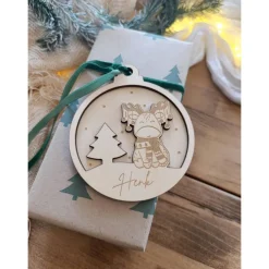 Weihnachtskugeln Elch Tannenbaum Personalisiert aus Holz Christbaumkugel Personalisiertes Geschenk-Weihnachtsbaumdeko