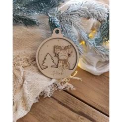 Weihnachtskugeln Elch Tannenbaum Personalisiert aus Holz Christbaumkugel Personalisiertes Geschenk-Weihnachtsbaumdeko