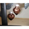 Weihnachtskugel-Ohrringe, Christbaumkugeln, Weihnachtskugeln, Ohrringe Herzen braun