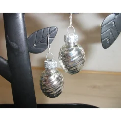 Weihnachtskugel-Ohrringe, Christbaumkugeln, Weihnachtskugeln, Ohrringe Ornament silber