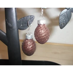 Weihnachtskugel-Ohrringe, Christbaumkugeln, Weihnachtskugeln, Ohrringe Ornament braun glitzer