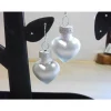 Weihnachtskugel-Ohrringe, Christbaumkugeln, Weihnachtskugeln, Ohrringe Herzen silber matt