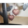Weihnachtskugel-Ohrringe, Christbaumkugeln, Weihnachtskugeln, Ohrringe Herzen braun glitzer