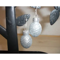 Weihnachtskugel-Ohrringe, Christbaumkugeln, Weihnachtskugeln, Ohrringe Ornament silber glitzer