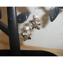 Weihnachtskugel-Ohrringe, Christbaumkugeln, Weihnachtskugeln, Ohrringe Sterne Silber