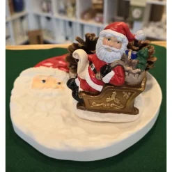 Weihnachtsmann auf Schlitten - Keramik - Weihnachtsdekoration - Nikolaus