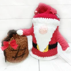 Weihnachtsmann mit Sack, Klorollenversteck für 3 Rollen