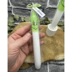 Weihnachtsmuffel Kerze | Dip Dye | Grün getaucht mit Wasserschiebefolie