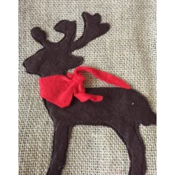 Weihnachtssack mit Namen – Jutebeutel mit Renntierapplikation, Nikolaussack, Säckchen aus Jute und Filz, pers