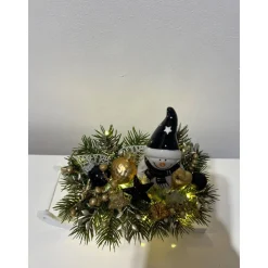 Weihnachtsschlitten mit einem Wichtel/Schneemann und Ledlichtern Weihnachtsdeko