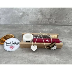 Weihnachtsset, Wunscherfüller inkl. Kerzenhalter, Kerze nach Wahl in Holzverpackung, Kleinigkeit, Holzanhänger