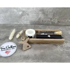 Weihnachtsset, Wunscherfüller inkl. Kerzenhalter, Kerze nach Wahl in Holzverpackung, Kleinigkeit, Holzanhänger