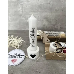 Weihnachtsset, Wunscherfüller inkl. Kerzenhalter, Kerze nach Wahl in Holzverpackung, Kleinigkeit, Holzanhänger