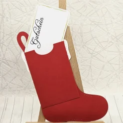 Weihnachtssocke als Gutscheinverpackung – Handarbeit aus 300 g/m² Fotokarton, ca. 14 × 11 cm