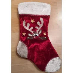 Weihnachtssocke Elch 02 - bestickt , 14x28cm