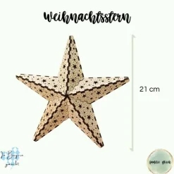 Weihnachtsstern aus Holz, filigran und detailreich, festliche Dekoration zum Aufhängen an Fenster oder Tür