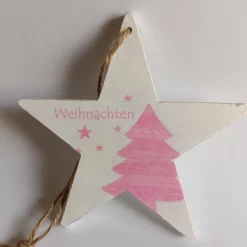 Weihnachtsstern in Pink Holzstern, Sternanhänger