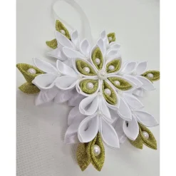 Weihnachtsstern in Weiß-Gold, Durchmesser ca. 12-13 cm