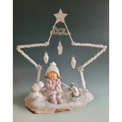 Weihnachtsstern mit Mädchen in rose/silber , Sofortkauf, Geschenk, Weihnachten,Deko,UNIKAT