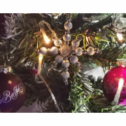 Weihnachtssterne - Adventssterne - Sternanhänger als Schmuck, auch für den Weihnachtsbaum, Klein, Crushed Silber