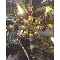 Weihnachtssterne - Adventssterne - Sternanhänger als Schmuck, auch für den Weihnachtsbaum, Gross, Weinrot-Gold / Special