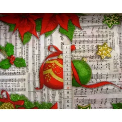 Weihnachtssterne Deko–Liedertexte, Noten Sterne, Glocken 140cm Breite Metrware nähen Stoffbeutel Tischdecke Beuteltasche