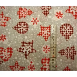 Weihnachtsstoff Meterware Sterne Tannenbaum Herzen Kugeln Karomuster–Punkte rot weiß grau, Deko-Stoffe Taschen nähen
