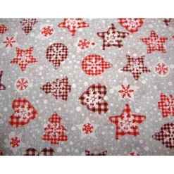 Weihnachtsstoff Meterware Sterne Tannenbaum Herzen Kugeln Karomuster–Punkte rot weiß grau, Deko-Stoffe Taschen nähen