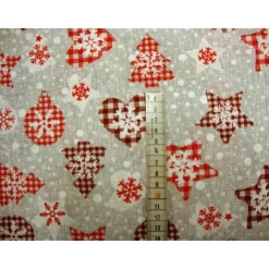 Weihnachtsstoff Meterware Sterne Tannenbaum Herzen Kugeln Karomuster–Punkte rot weiß grau, Deko-Stoffe Taschen nähen
