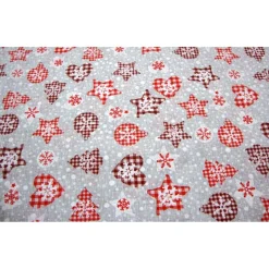 Weihnachtsstoff Meterware Sterne Tannenbaum Herzen Kugeln Karomuster–Punkte rot weiß grau, Deko-Stoffe Taschen nähen