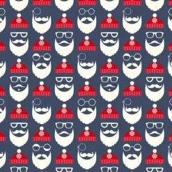 Weihnachtsstoffe Baumwolldruck–Xmas Weihnachtsmann Nikolausgesicht Stoffe schwarz/weiß/rot Stofftaschen Nähen Meterware