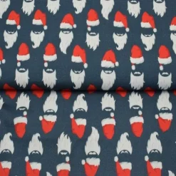 Weihnachtsstoffe Nikolausgesicht Meterware–Baumwolle Xmas Stoffe schwarz weiß rot–Deko Stoffe nähen Geschenke Beutel