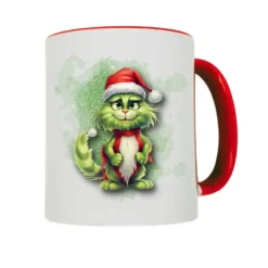 Weihnachtstassen mit frechen Grinch-Katzenmotiven, personalisierbar, Weihnachtsbecher