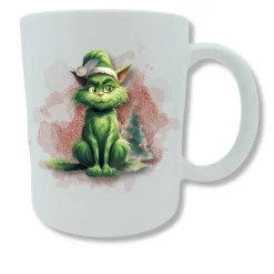 Weihnachtstassen mit frechen Grinch-Katzenmotiven, personalisierbar, Weihnachtsbecher