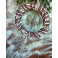 Weihnachts-Türkranz Wandkranz Engelsflügel silber Weidenkranz 30cm