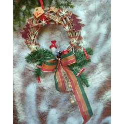 Weihnachts-Türkranz Wandkranz Weidenkranz Wichtel rot/grün 25cm