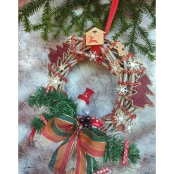 Weihnachts-Türkranz Wandkranz Weidenkranz Wichtel rot/grün 25cm