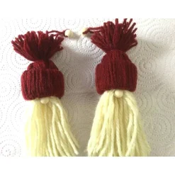 Weihnachtswichtel Gnome 2er Set in weinrot und beige handgemacht von Hobbyhaus