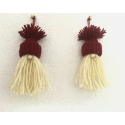 Weihnachtswichtel Gnome 2er Set in weinrot und beige handgemacht von Hobbyhaus