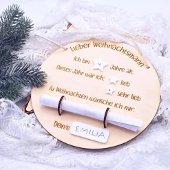 Weihnachtswunschzettel | Weihnachten Kinder | Personalisierbarer Wunschzettel aus Holz | Christkind | Weihnachtsmann